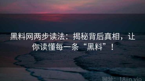 黑料网两步读法：揭秘背后真相，让你读懂每一条“黑料”！