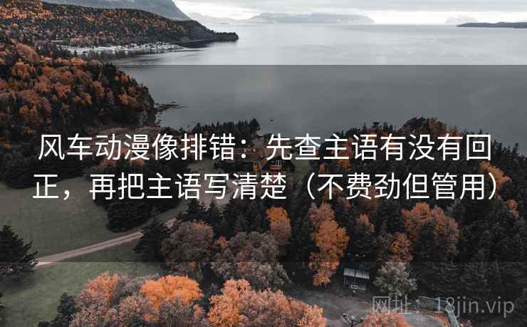 风车动漫像排错：先查主语有没有回正，再把主语写清楚（不费劲但管用）