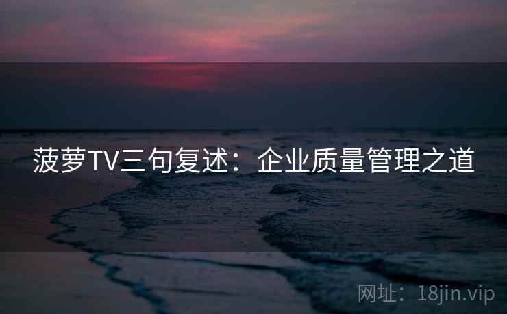菠萝TV三句复述:企业质量管理之道 菠萝TV三句复述:企业质量管理之道